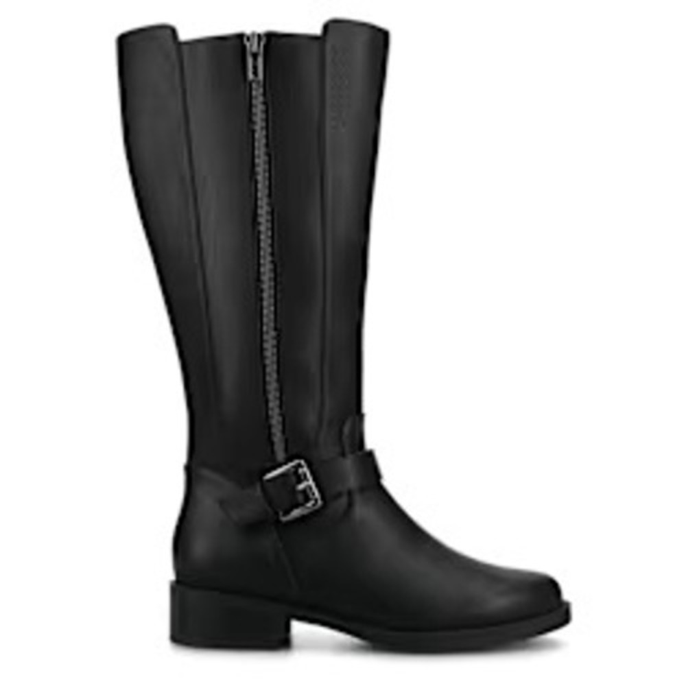 Journee Yasmina Women Black Knee High Boots Size 10 Round Toe Buckle Strap